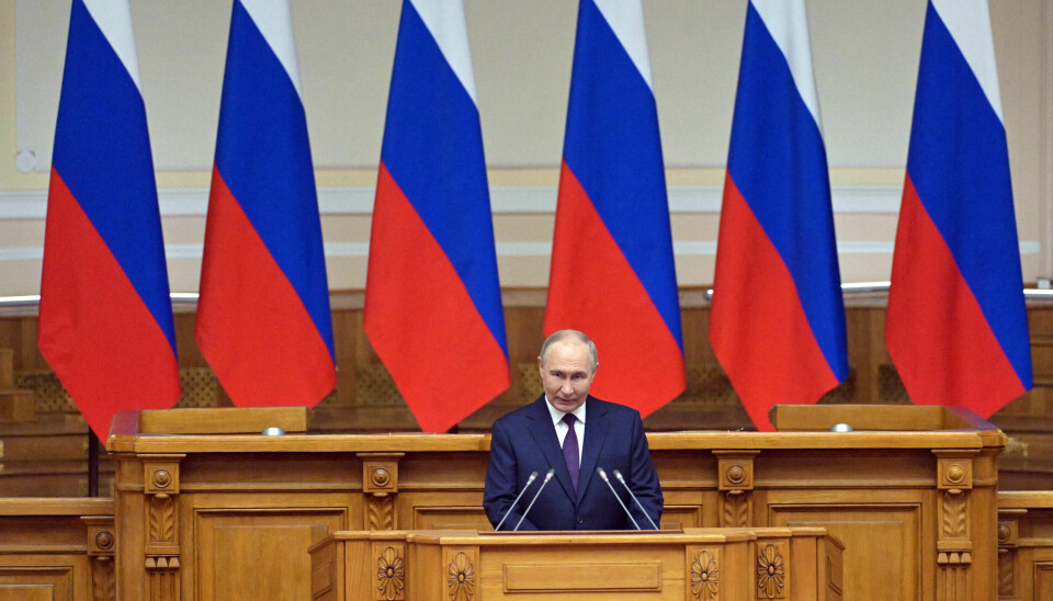 Herskeren. Russlands president Vladimir Putin taler under et møte i Russlands lovgivende forsamling i Tauride-palasset i St. Petersburg.