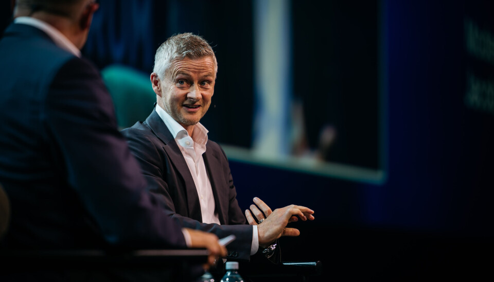 Ole Gunnar Solskjær på scenen under Oslo Business Forum. Ole Gunnar Solskjær på scenen under Oslo Business Forum.