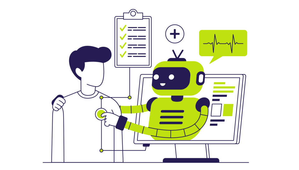 Illustration of AI Enhanced Human Health and Wellness Program. AI algorithms analyze data and patterns, medicine and science concept