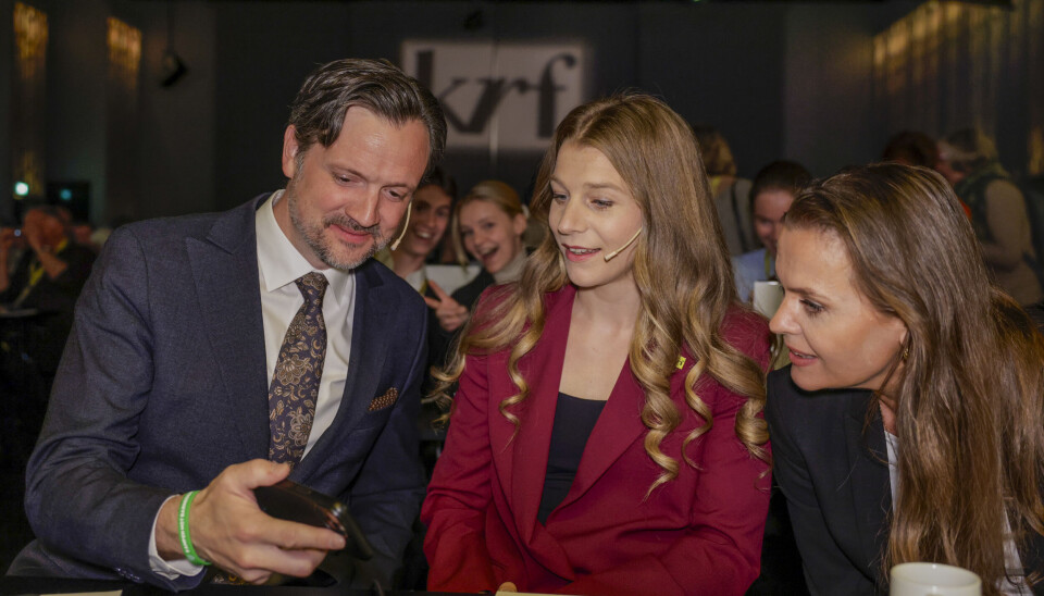 Leder i KrF, Dag-Inge Ulstein, her med nestlederne Ida Lindtveit Røse og Jorunn Elisabet Gleditsch