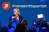 Frp-leder Sylvi Listhaug under Fremskrittspartiets valgvake på Hotel Bristol under stortingsvalget 2025.