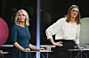 SV-leder Kirsti Bergstø (til venstre) og Rødt-leder Marie Sneve Martinussen sier det er aktuelt å alliere seg for å få gjennomslag i budsjettforhandlingene med Arbeiderpartiet.