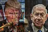 Fakkel setter fyr på plakat med Donald Trump og Benjamin Netanyahu under protest
