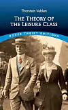Bokomslag med tittelen «The Theory of the Leisure Class» og et historisk bilde av to personer i formelle klær.