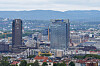 Panoramautsikt over Oslo med Radisson Hotel og Posten-bygget i sentrum.