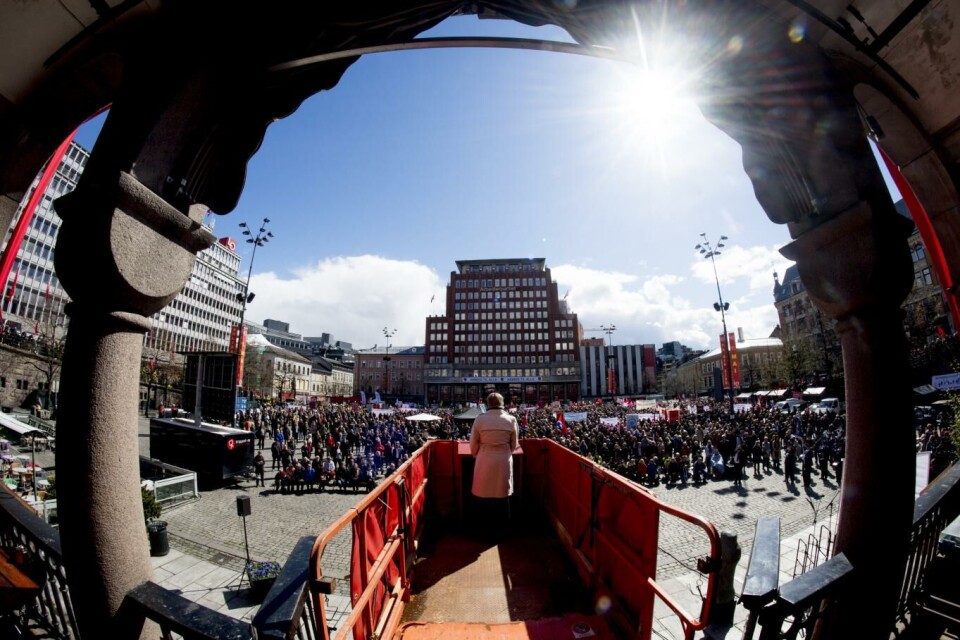 På hjemmebane: 1. mai 2016. LO-leder Gerd Kristiansen taler på Youngtorget i Oslo.