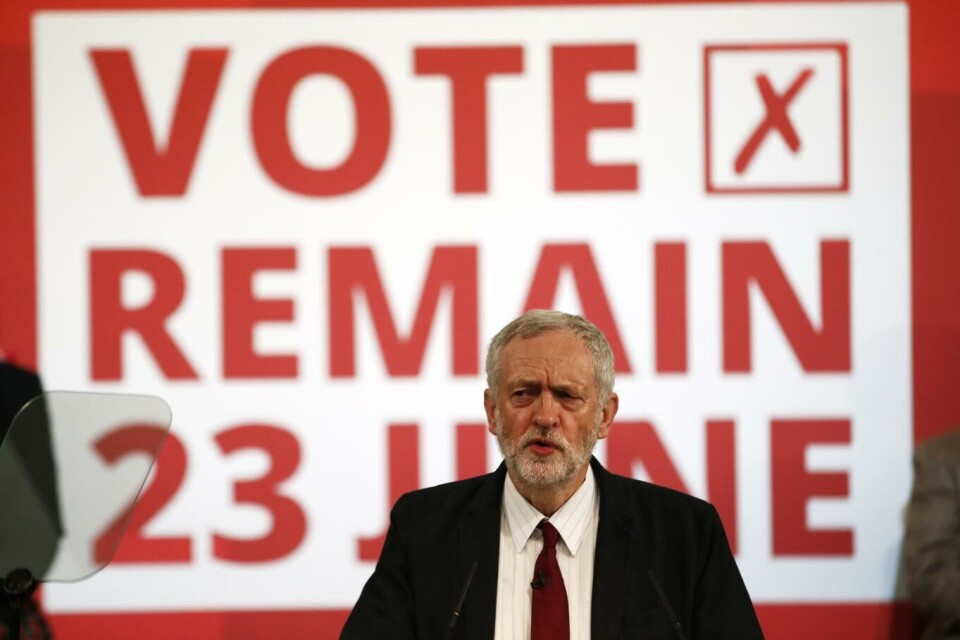 Jeremy Corbyn leder EU-vennlige Labour, men er ikke helt overbevist EU-tilhenger selv.