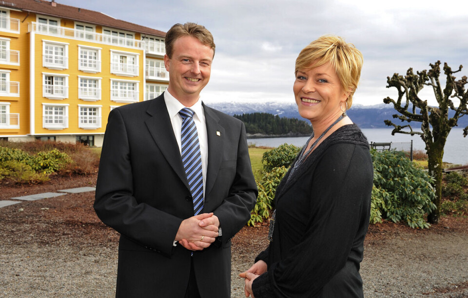 Foto Siv Jensen ble kronprinsesse da Terje Søviknes (t.v.) måtte abdisere som kronprins på grunn av sin lyst til sex med unge Frp-jenter. Foto: Marit Hommedal/Scanpix