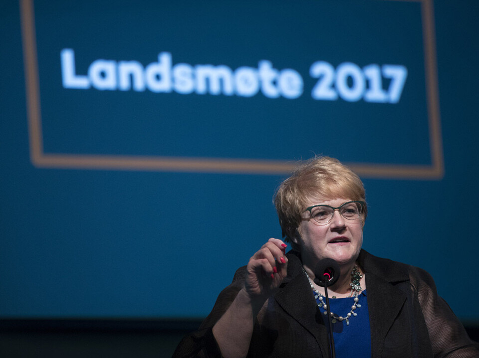 Trine Skei Grande under Venstres landsmøte i Ålesund forrige helg.