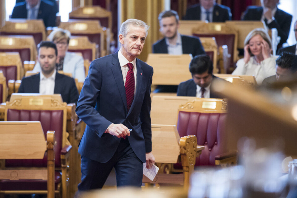 Leder i Arbeiderpartiet (Ap) Jonas Gahr Støre i den muntlige spørretimen i Stortinget