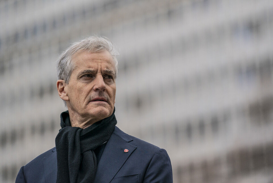 Jonas Gahr Støre etter talen til landsstyret som han holdt via videolink fra partikontoret på Youngstorget i Oslo i slutten av mars 2020.